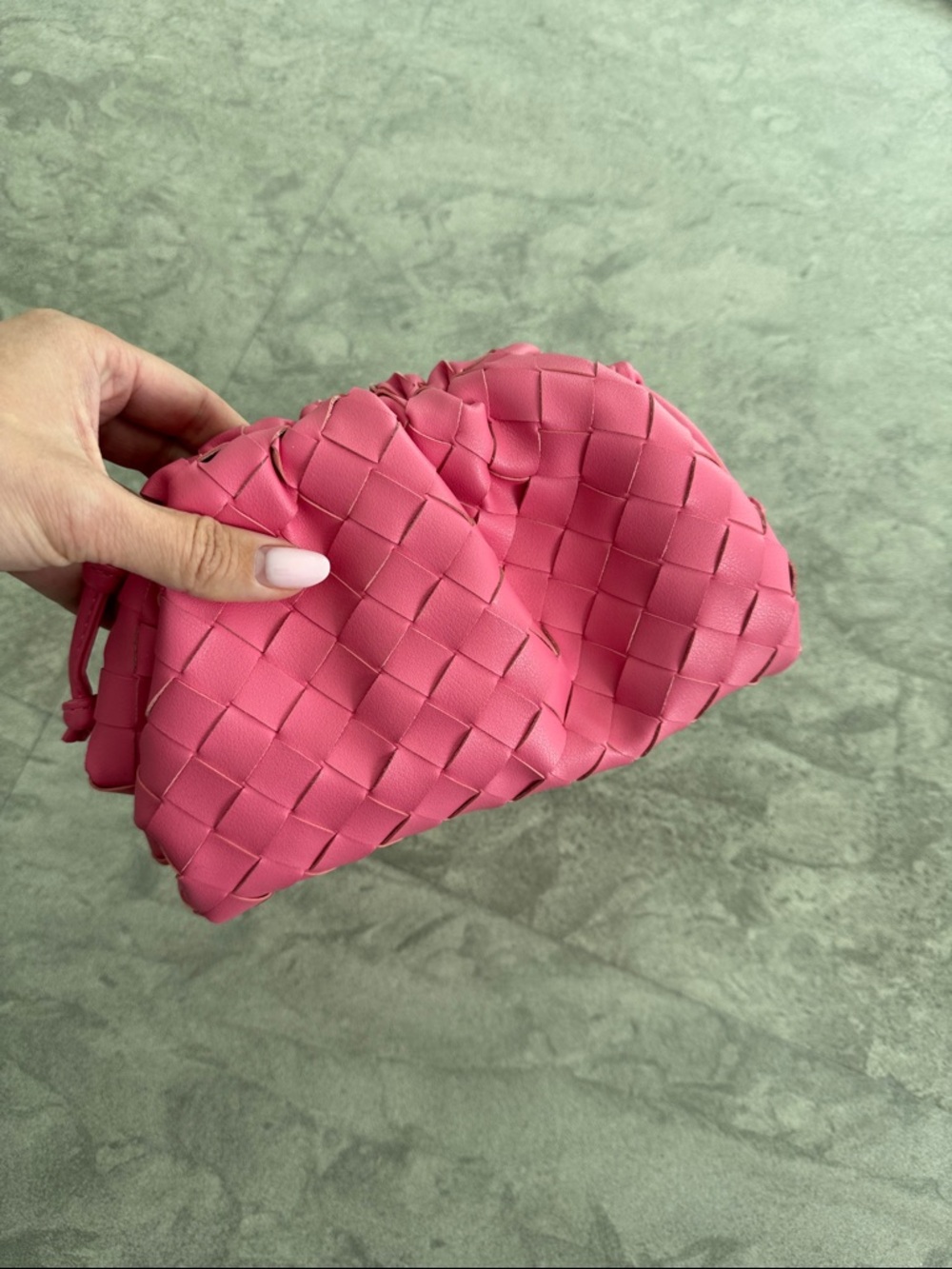 Pink Woven Clutch Bag